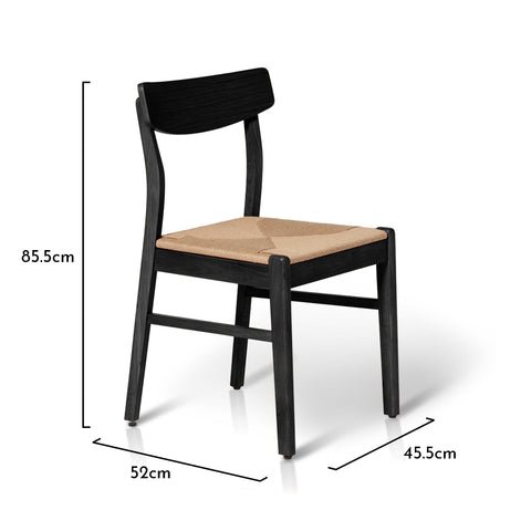 Wooden Woven Chair Dimensions - Black
