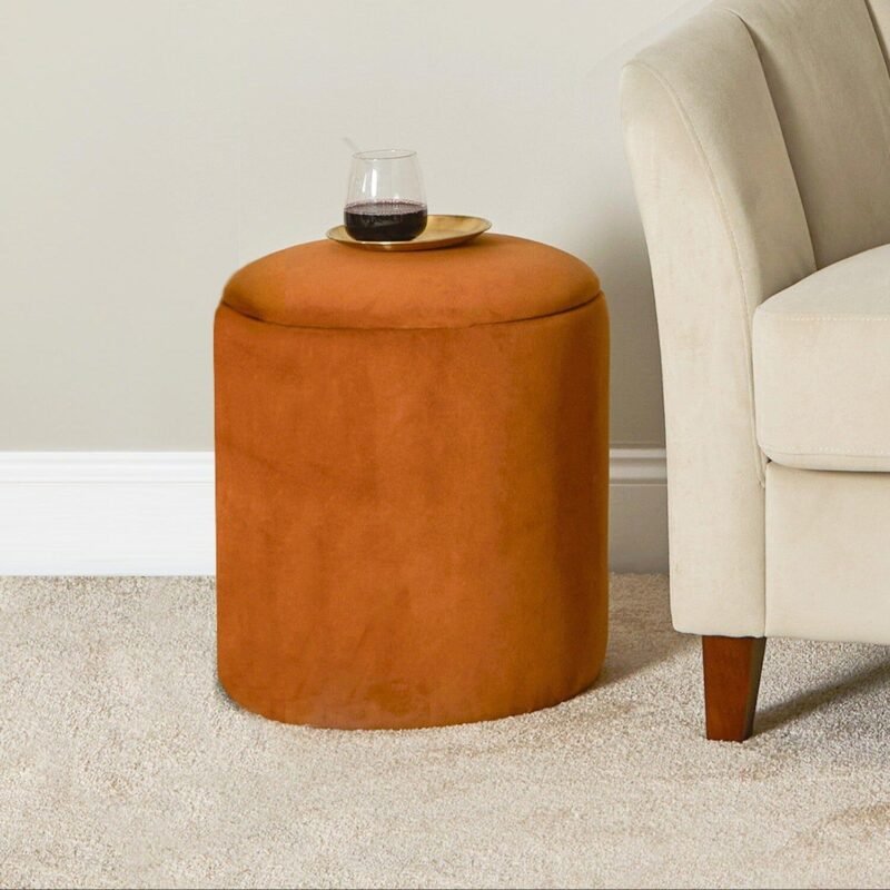 Abigail Storage Pouffe/Footstool - Burnt Orange