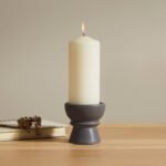 Ackton 9cm Ceramic Pillar Candle Holder - Set of 2 - Grey - Image 2