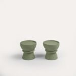 Ackton 9cm Ceramic Pillar Candle Holder - Set of 2 - Sage Green - Image 2