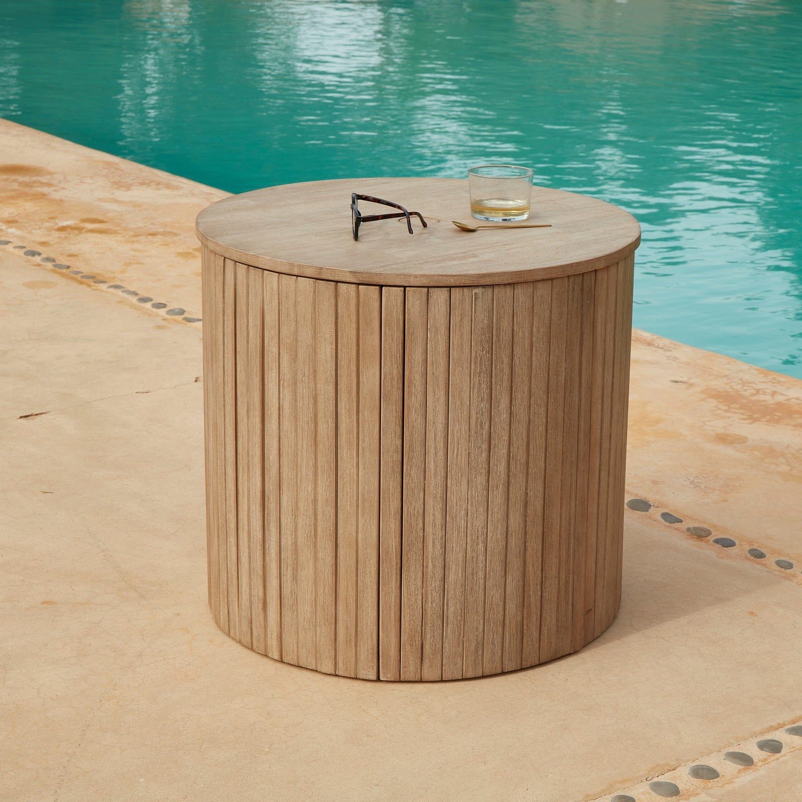 akira-chunky-wood-tableparasol-base-laura-james-1 Outlet - Akira Chunky Wood Table/Parasol Base