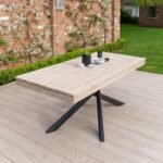 Amelia 4 Seater Wooden Garden Dining Set with 4 Hali Black Chairs - Light Brushed Acacia with Black Legs - Image 3