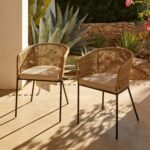 Amelia 8 Seater Wooden Garden Dining Set with 8 Hali Natural Chairs - Light Brushed Acacia with Black Legs - Image 4