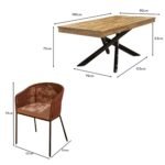 Amelia 6 Seater Wooden Garden Dining Set with 6 Hali Pink Chairs - White Acacia with Black Legs - Image 8