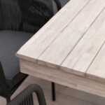 Amelia 6 Seater Wooden Garden Dining Set with 6 Hali Black Chairs - Light Brushed Acacia with Black Legs - Image 6