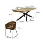 Amelia 6 Seater Wooden Garden Dining Set with 6 Hali Green Chairs - Light Brushed Acacia with Black Legs - Image 11