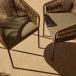 Amelia 8 Seater Wooden Garden Dining Set with 8 Hali Green Chairs - White Acacia with Black Legs - Image 9