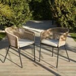 Amelia 8 Seater Natural Wood Black Legs Garden Dining Set - Hali Natural Chairs - Image 3