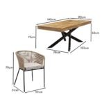 Amelia 8 Seater Natural Wood Black Legs Garden Dining Set - Hali Natural Chairs - Image 11