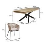 Amelia 8 Seater Wooden Garden Dining Set with 8 Hali Natural Chairs - Light Brushed Acacia with Black Legs - Image 13