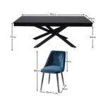 Amelia Black Dining Table Set - 6 Seater - Freya Blue Dining Chairs - Black Legs - Image 7