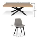 Amelia Whitewash Dining Table Set - 6 Seater - Bella Cloud Grey Dining Chairs - Black Legs - Image 8