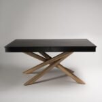 Outlet - Amelia Black Wood Extendable Dining Table with Oak Legs