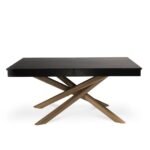 Amelia Black Wood Dining Table - Extendable - Oak Legs