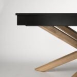 Outlet - Amelia Black Wood Extendable Dining Table with Oak Legs - Image 2