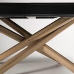 Outlet - Amelia Black Wood Extendable Dining Table with Oak Legs - Image 4