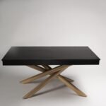 Outlet - Amelia Black Wood Extendable Dining Table with Oak Legs - Image 5