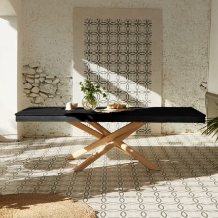 Amelia Black Wood Dining Table - Extendable - Whitewash Legs