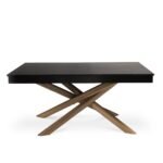 Amelia Black Wood Dining Table - Non Extendable - Oak Legs