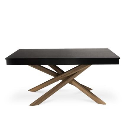 Amelia Black Wood Dining Table - Non Extendable - Oak Legs