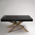 Outlet - Amelia Black Wood Non-Extendable Dining Table - Oak Legs - Image 5