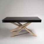 Outlet - Amelia Black Wood Non-Extendable Dining Table - Whitewash Legs