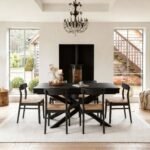 Amelia Black Extending Dining Table Set - 6 Seater - Faye Wooden Black Dining Chairs