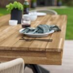 Outlet - Amelia Natural Acacia Wood Garden Dining Table - Black Metal Legs - Image 3