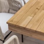 Outlet - Amelia Natural Acacia Wood Garden Dining Table - Black Metal Legs - Image 4