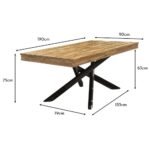 Outlet - Amelia Natural Acacia Wood Garden Dining Table - Black Metal Legs - Image 5
