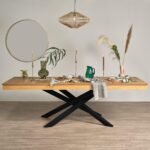 Amelia Oak Wood Dining Table - Extendable - Black Legs