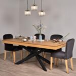 Outlet - Amelia Oak Wood Extendable Dining Table with Black Legs - Image 3