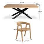 Amelia Pale Oak Dining Table Set with Black Legs - 6 Seater - Pale Oak Armchairs - Image 6