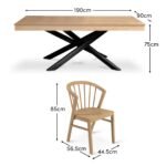 Amelia Pale Oak Dining Table Set with Black Legs - 6 Seater - Mabel Pale Oak Spindle Back Chairs - Image 10