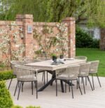 Outlet - Amelia Outdoor Dining Table in Light Brushed Acacia Wood with Black Metal Legs - Image 2