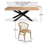 Amelia Pale Oak Extendable Dining Table Set with Black Legs - 6 Seater - Pale Oak Spindle Back Chairs - Image 11