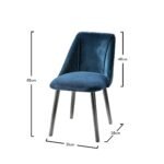 Amelia Whitewash Dining Table Set - 6 Seater - Freya Blue Dining Chairs - Black Legs - Image 8
