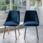 Amelia Whitewash Extendable Dining Table Set - 6 Seater - Freya Blue Dining Chairs - Whitewash Oak Legs - Image 2