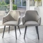 Amelia Whitewash Extendable Dining Table Set - 6 Seater - Freya Sand Carver Chairs - Black Legs - Image 2