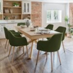 Amelia Whitewash Dining Table Set - 6 Seater - Freya Fern Green Carver Chairs - Whitewash Legs