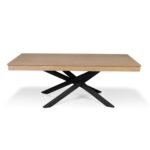 Amelia Whitewash Extendable Dining Table Set - 6 Seater - Bella Light Beige Boucle Dining Chairs - Black Legs - Image 9