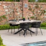 Amelia 4 Seater Wooden Garden Dining Set with 4 Hali Black Chairs - Light Brushed Acacia with Black Legs - Image 10