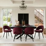 Amelia Black Extending Dining Table Set - 6 Seater - Marilyn Burgundy Red Dining Chairs - Black Legs
