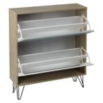 Anderson Shoe Cabinet - 2 Door - Oak Effect & Grey - Image 7