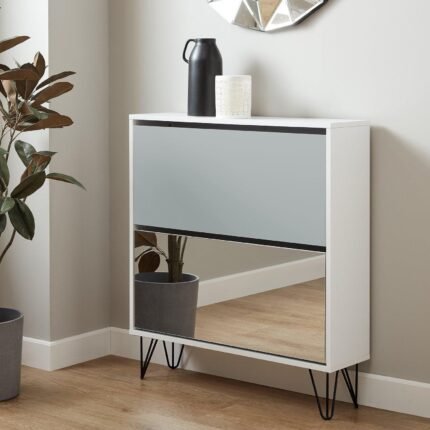 Anderson Shoe Cabinet - 2 Door - White & Grey