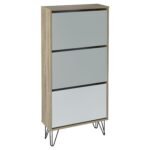 Anderson Shoe Cabinet - 3 Door - Oak Effect & Grey - Image 7