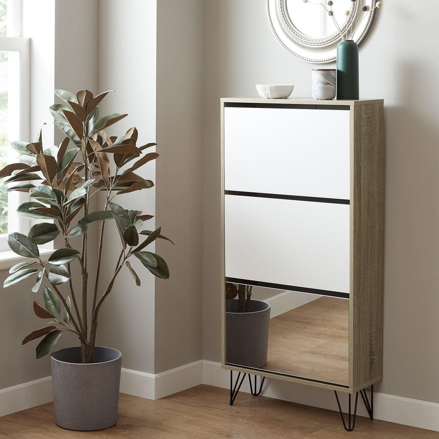 anderson-shoe-cabinet-3-door-oak-effect-and-white-laura-james-1 Anderson Shoe Cabinet - 3 Door - Oak Effect & White - Image 1
