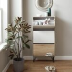 Anderson Shoe Cabinet - 3 Door - Oak Effect & White - Image 3