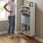 Anderson Shoe Cabinet - 3 Door - White & Grey - Image 3