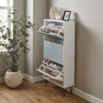 Anderson Shoe Cabinet - 3 Door - White & Grey - Image 4